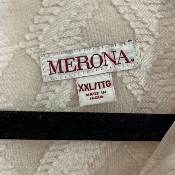 Merona Sheer 3/4 Button Down Textured Blouse Cream Size XXL - Picture 7 of 8